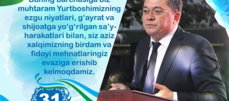 Шаҳрисабз тумани ҳокими Самад Ҳасановнинг мамлакатимиз Мустақиллигининг “31” йиллиги муносабати билан туманимиз аҳлига йўллаган байрам табриги
